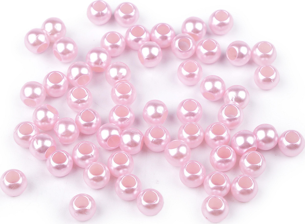 Plastové perly s velkým průvlekem / plavkové Ø8 mm Varianta: 2 růžová sv., Balení: 20 g