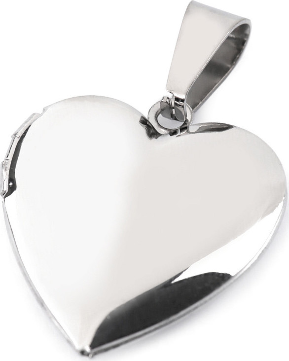 Medailon / přívěsek z chirurgické oceli srdce Varianta: platina, Balení: 1 ks