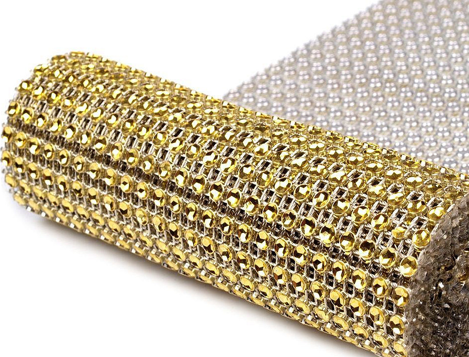 Diamantový pás / borta šíře 11,5 cm 2. jakost Varianta: 2 zlatá, Balení: 1 m