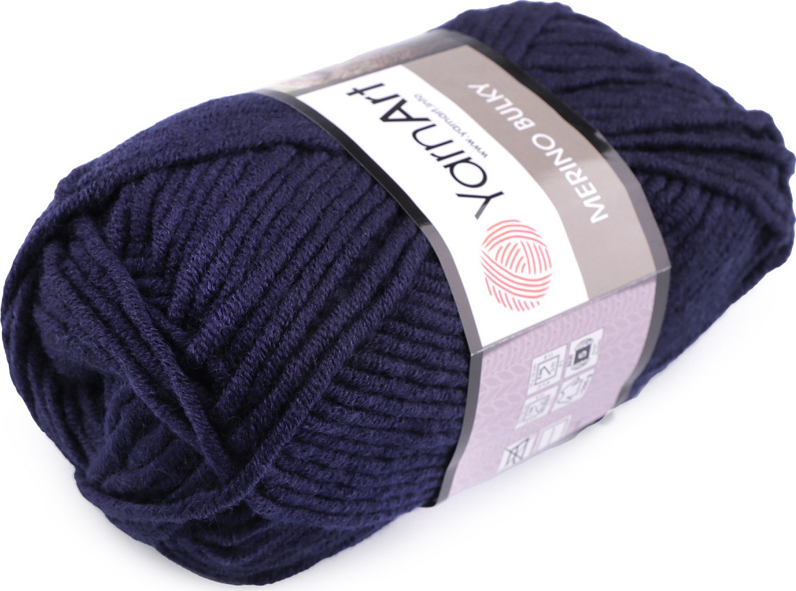 Pletací příze Merino bulky 100 g Varianta: 21 (583) modrá tmavá, Balení: 1 ks