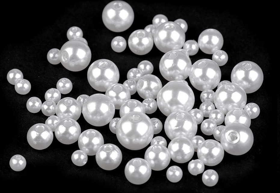 Plastové voskové korálky / perly Glance mix velikostí Varianta: F2 bílá, Balení: 1 sáček
