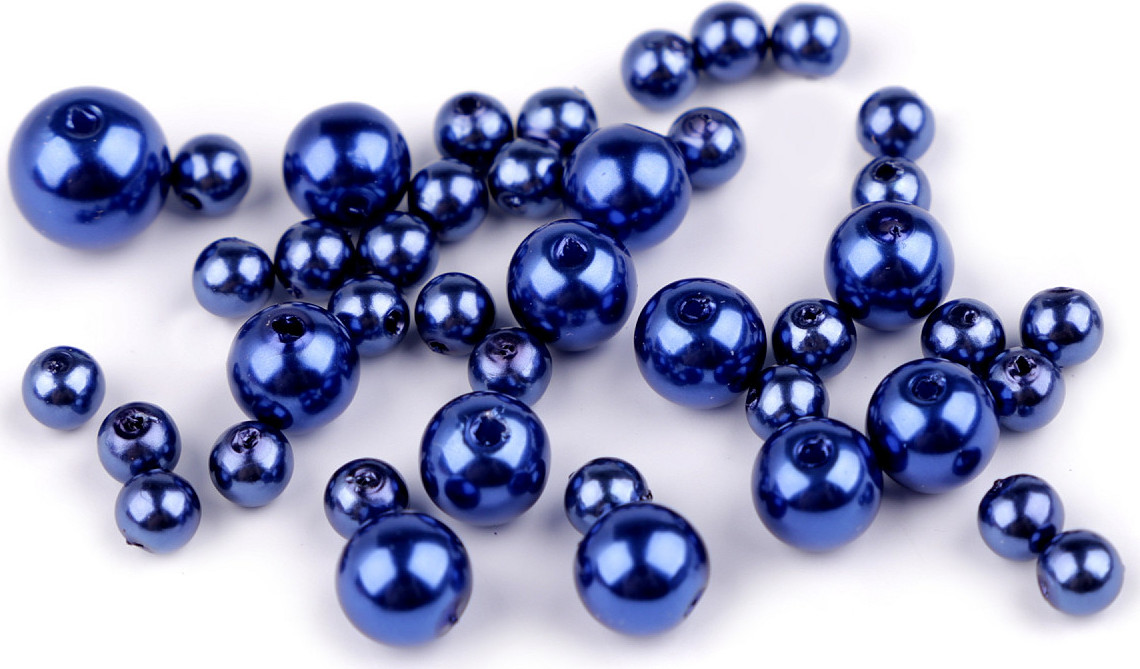 Plastové voskové korálky / perly Glance mix velikostí Varianta: F59 modrá berlínská, Balení: 1 sáček