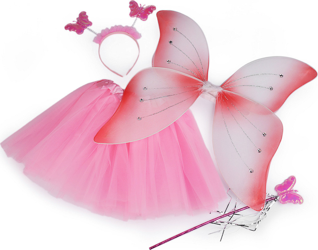Karnevalový kostým - motýlí víla Varianta: 11 růžová světlá, Balení: 1 sada