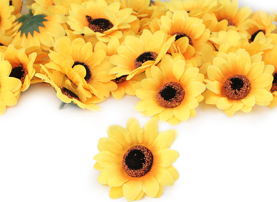 Umělý květ slunečnice Ø7,5 cm Varianta: žlutá, Balení: 10 ks