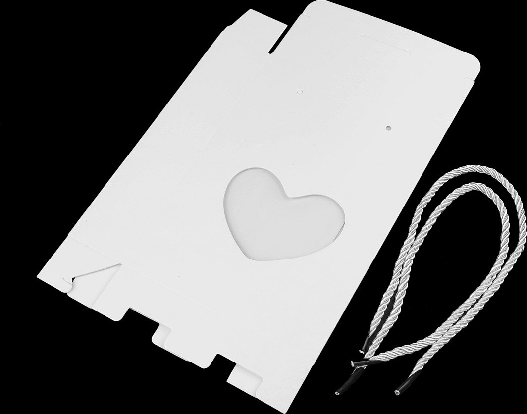 Papírová krabice s průhledem srdce a kroucenou šňůrkou Varianta: 1 bílá, Balení: 4 ks
