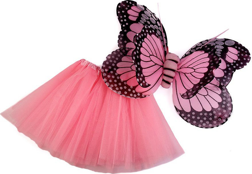 Karnevalový kostým - motýl Varianta: 1 růžová sv., Balení: 1 sada