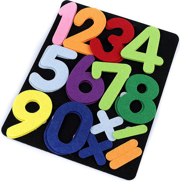 Filcová tabulka s číslicemi a abecedou Varianta: 1 multikolor čísla, Balení: 1 sáček