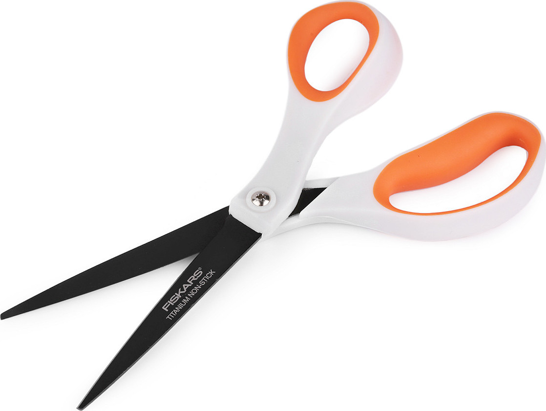 Nůžky Fiskars titanové délka 21 cm Varianta: bílá oranžová, Balení: 1 ks