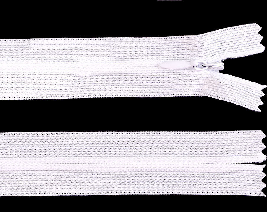 Spirálový zip skrytý No 3 délka 30 cm dederon Varianta: 101 bílá, Balení: 1 ks