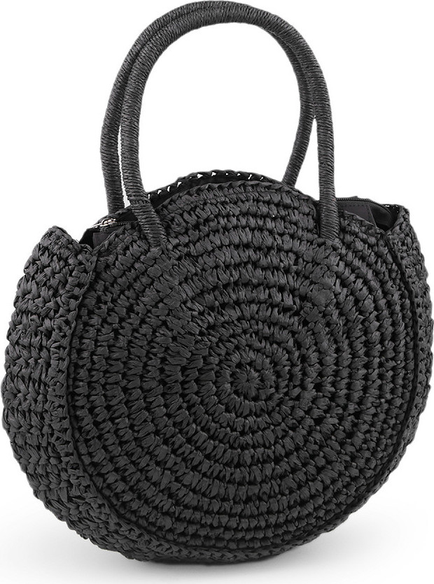 Háčkovaná kabelka z rafie - lýka se zipem 33x37 cm Varianta: 3 černá, Balení: 1 ks