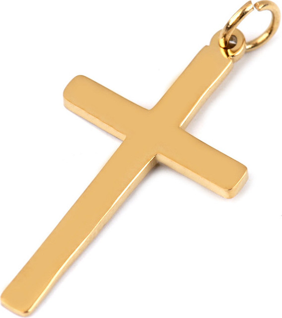 Přívěsek z nerezové oceli křížek Varianta: 2 zlatá, Balení: 10 ks