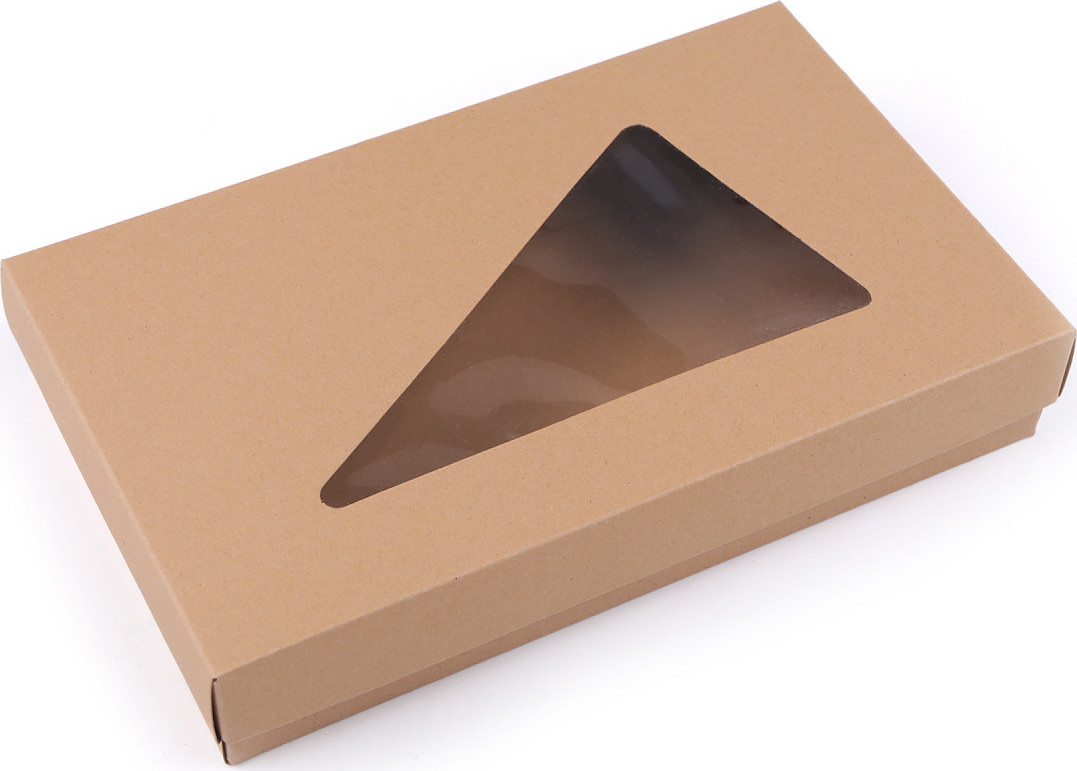 Papírová krabice s průhledem Varianta: hnědá přírodní, Balení: 10 ks