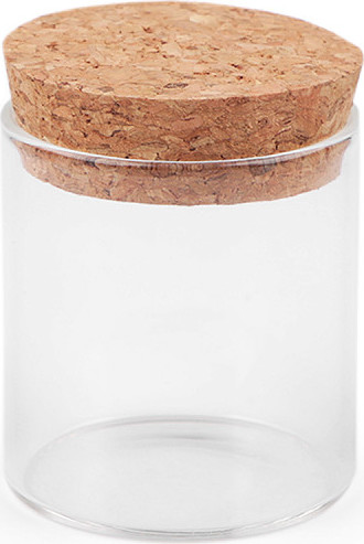 Skleněná lahvička / dóza s korkem Varianta: 1 (47x50 mm) transparent, Balení: 4 lahv.