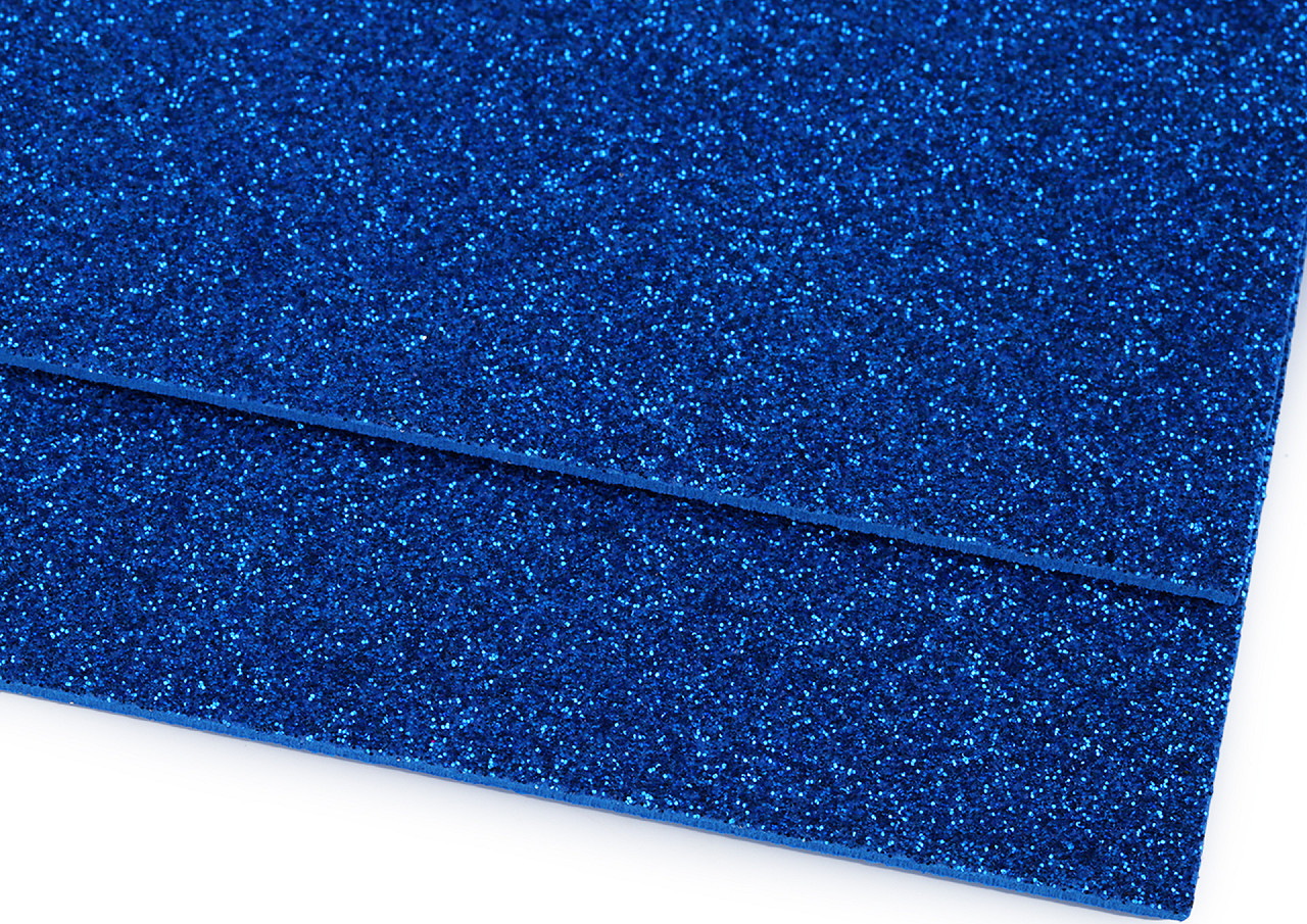Pěnová guma Moosgummi s glitry 20x30 cm Varianta: 17 modrá, Balení: 2 ks