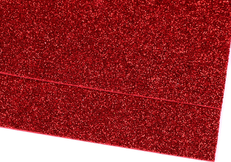 Pěnová guma Moosgummi s glitry 20x30 cm Varianta: 8 červená, Balení: 10 ks