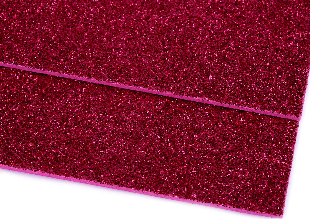 Pěnová guma Moosgummi s glitry 20x30 cm Varianta: 13 pink, Balení: 10 ks