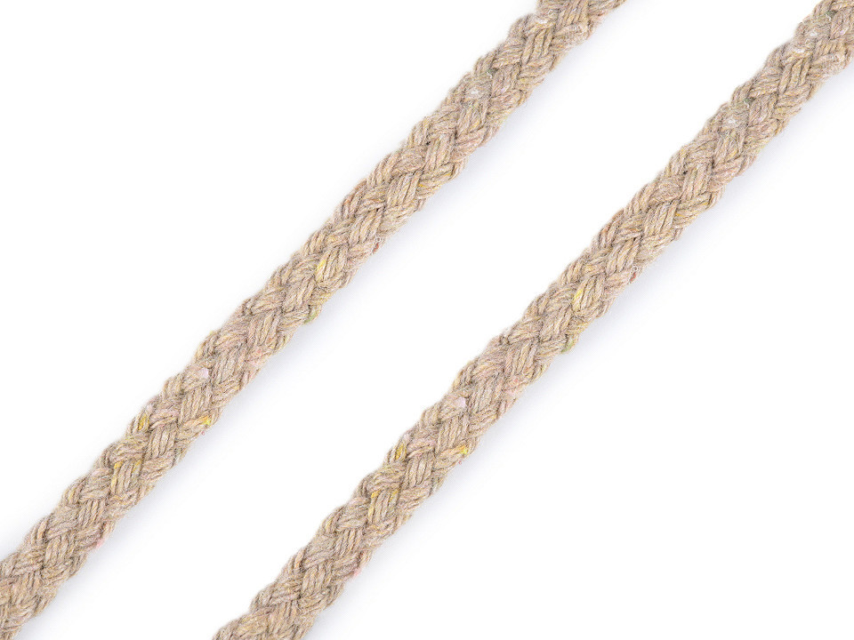 Oděvní šňůra / bavlněná příze / knot Ø5 mm splétaná Varianta: 2 režná světlá, Balení: 45 m