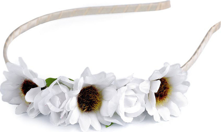 Čelenka do vlasů s květy Varianta: 1 bílá, Balení: 1 ks