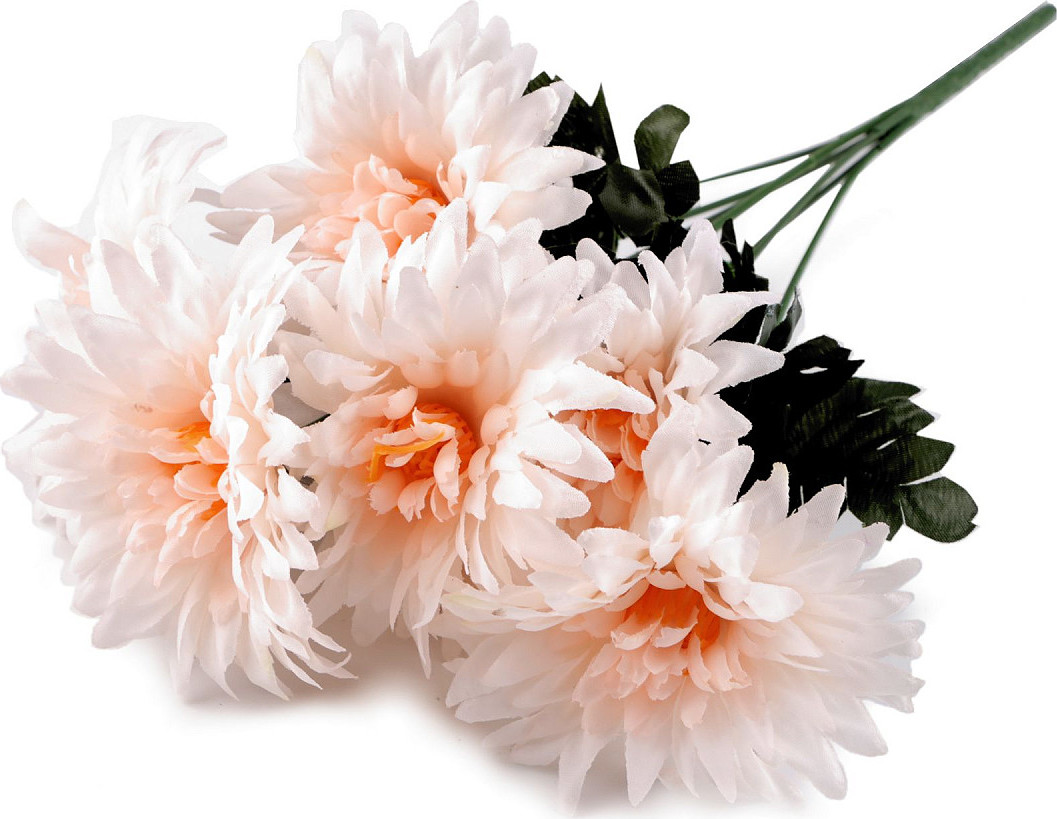 Umělá kytice chryzantéma Varianta: 10 pudrovo-lososová, Balení: 1 svaz.