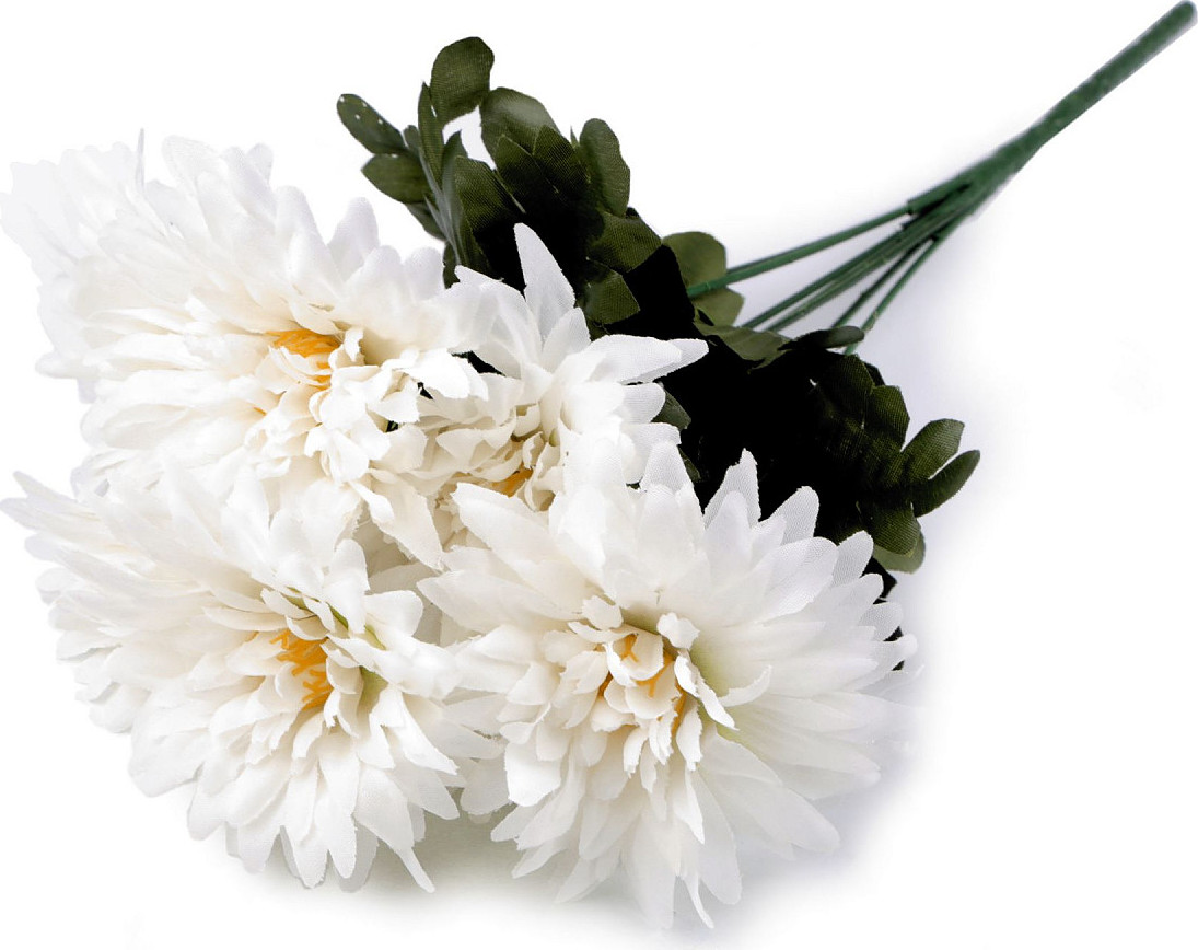 Umělá kytice chryzantéma Varianta: 2 bílá oranžová, Balení: 1 svaz.