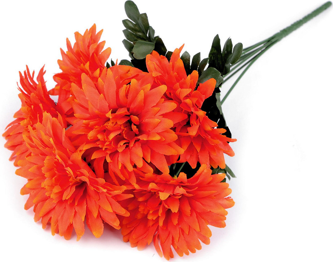 Umělá kytice chryzantéma Varianta: 6 oranžová, Balení: 1 svaz.
