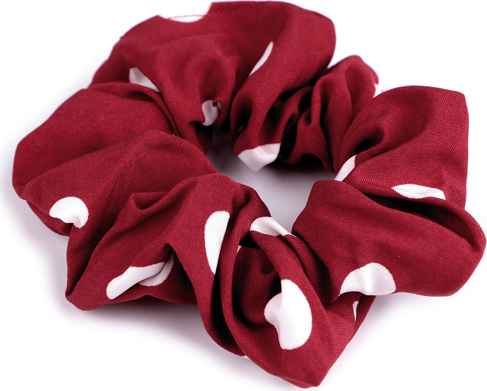 Gumička scrunchie do vlasů, s puntíky Varianta: 4 červená tmavá, Balení: 1 ks