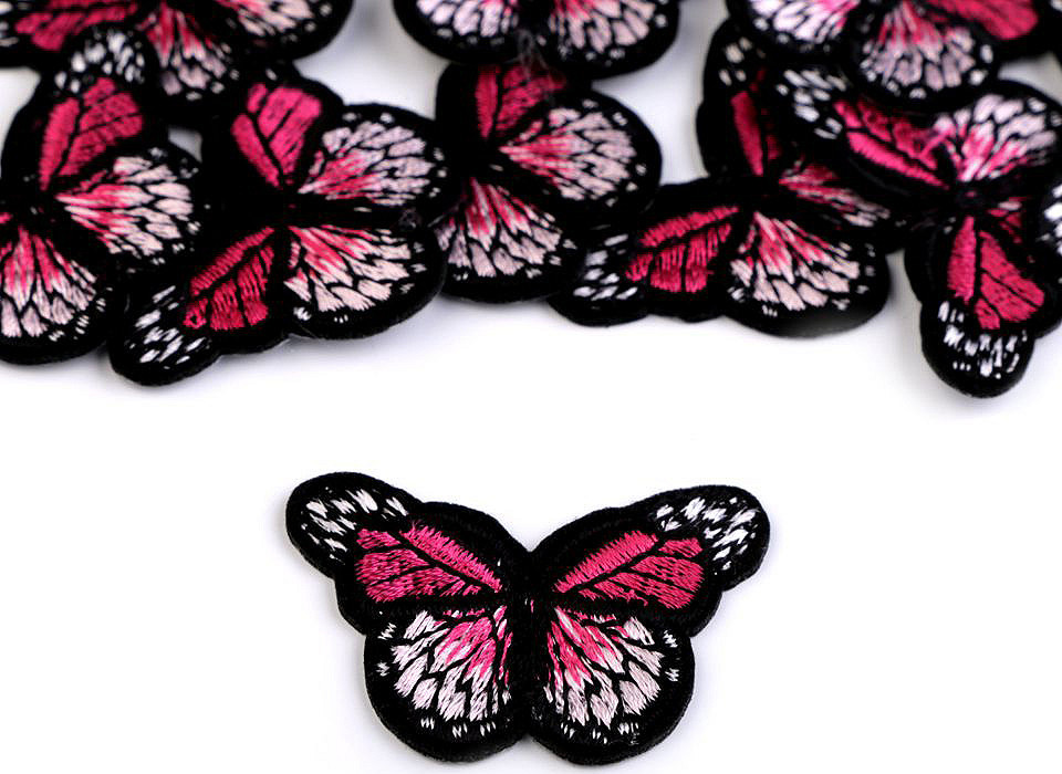 Nažehlovačka motýl malá Varianta: 2 růžová malinová, Balení: 10 ks