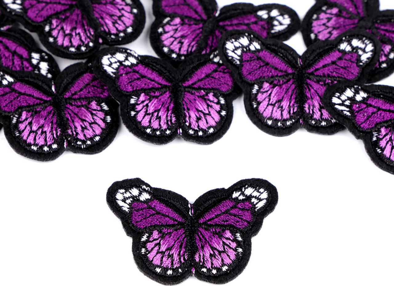 Nažehlovačka motýl malá Varianta: 7 švestková, Balení: 10 ks