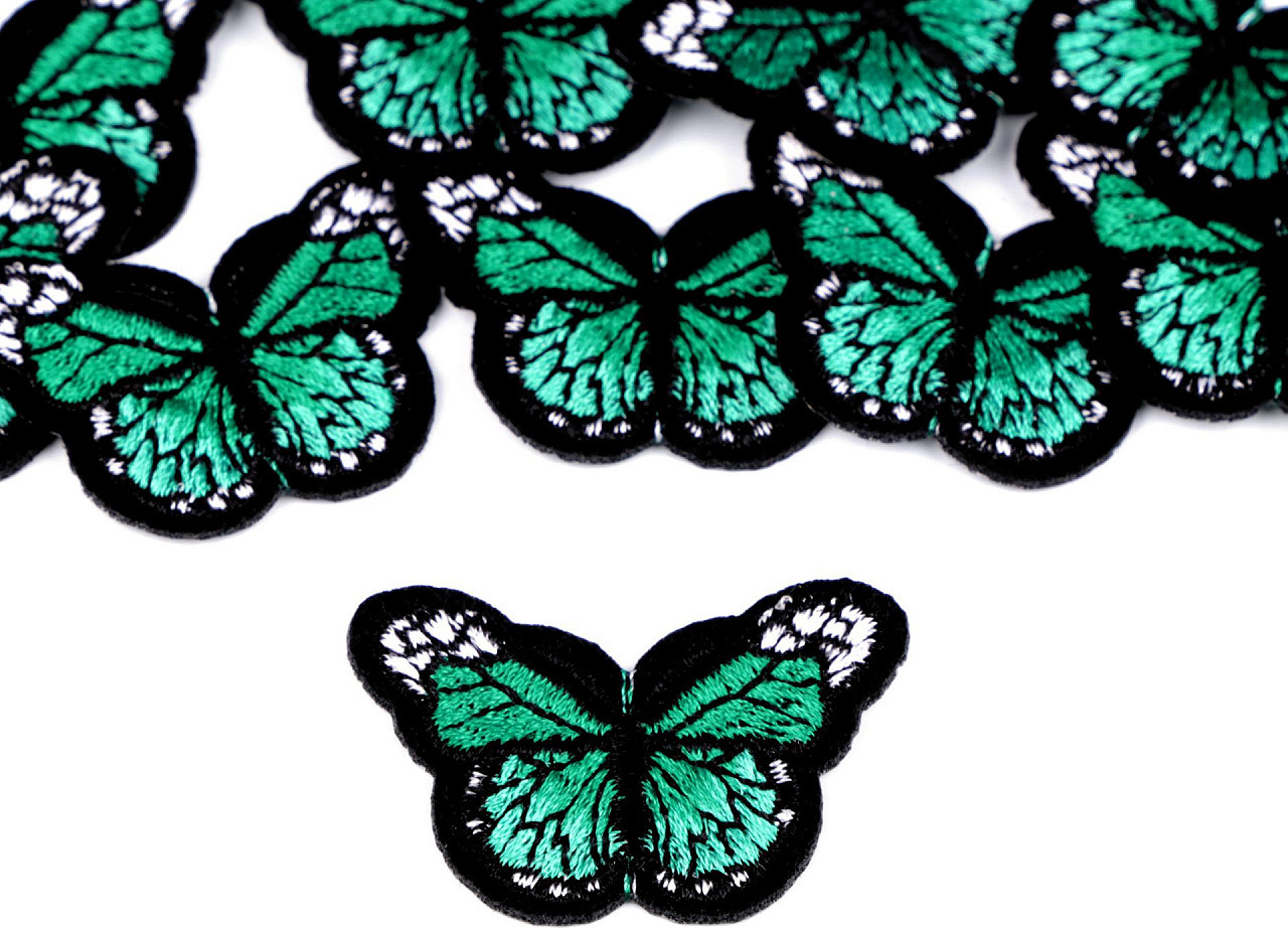 Nažehlovačka motýl malá Varianta: 8 zelená smaragdová, Balení: 10 ks