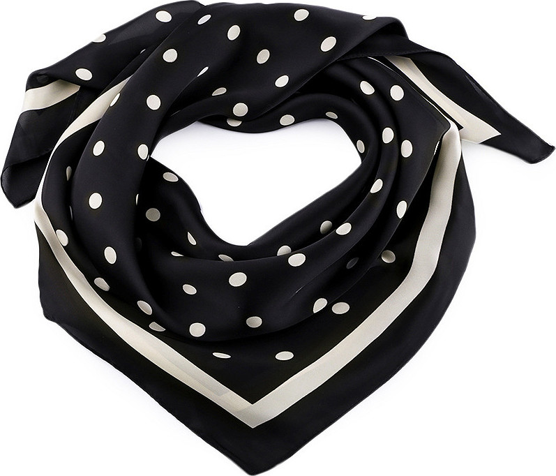 Saténový šátek s puntíky a lemem 70x70 cm Varianta: 7 černá, Balení: 1 ks