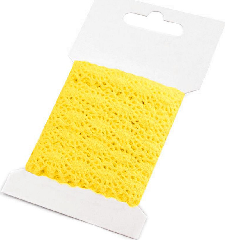 Bavlněná krajka šíře 12 mm paličkovaná Varianta: 20 žlutá, Balení: 1 karta