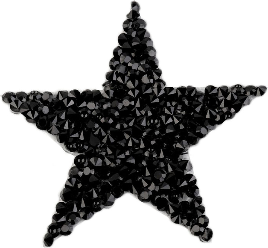 Nažehlovací hvězda s kamínky Varianta: 5 černá, Balení: 4 ks