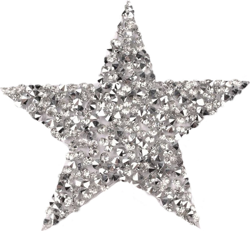 Nažehlovací hvězda s kamínky Varianta: 1 stříbrná, Balení: 40 ks