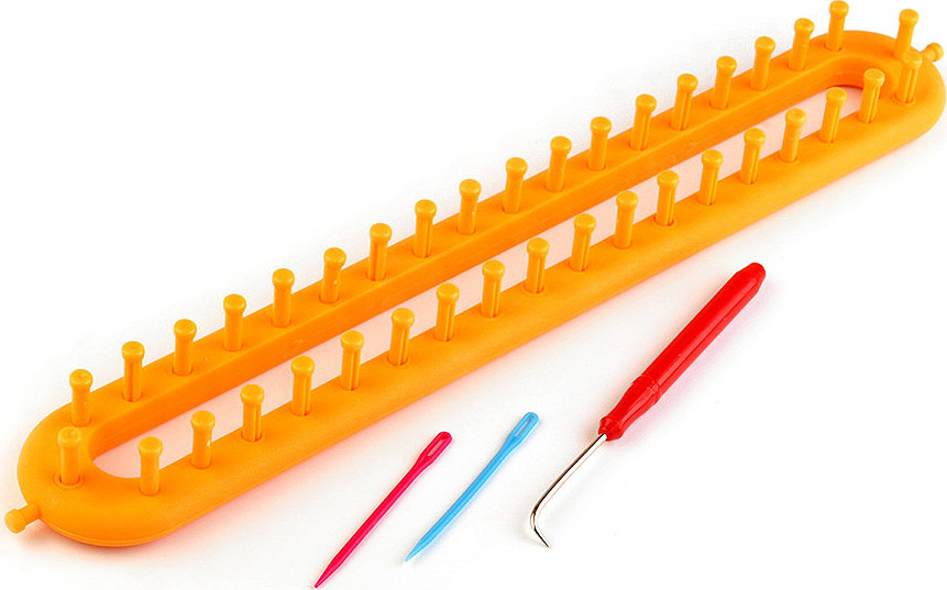 Plastový rámeček na pletení tunelů, šál, čepic 5,2x36 cm Varianta: oranžová střední, Balení: 1 sada