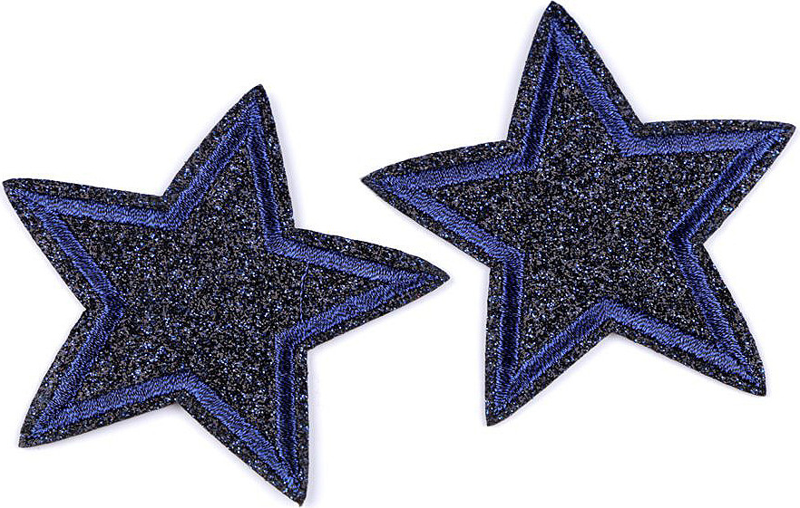 Nažehlovačka hvězda Varianta: 5 modrá tmavá, Balení: 2 ks