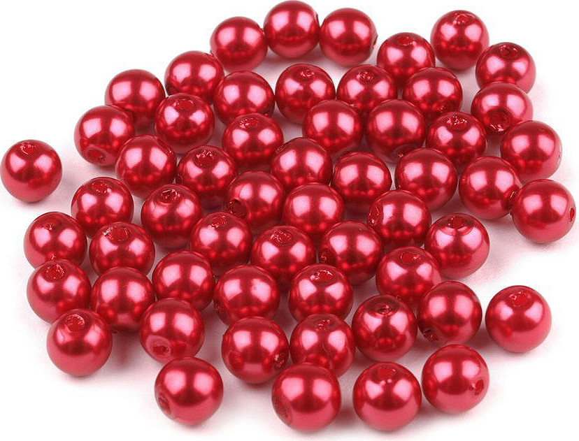 Plastové voskové korálky / perly Glance Ø6 mm Varianta: F78 červená světlá perlová, Balení: 20 g