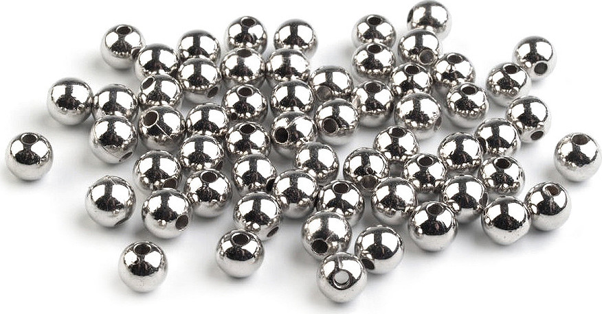 Plastové voskové korálky / perly Glance Metalic Ø6 mm Varianta: 2 stříbrná tmavá, Balení: 20 g