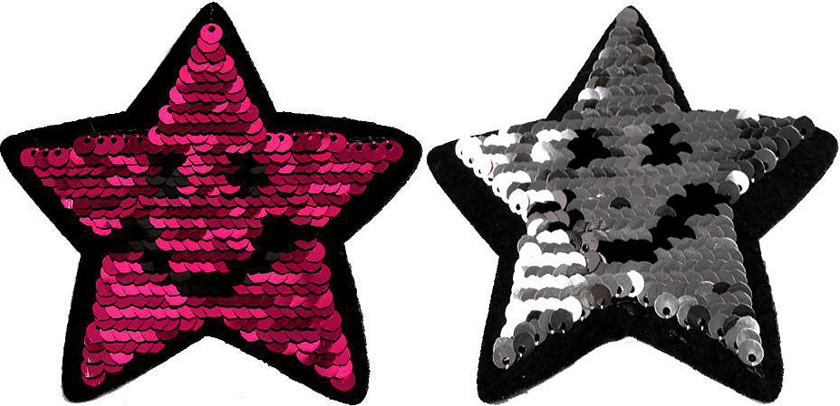 Nažehlovačka s měnícími flitry Varianta: 1 pink hvězda, Balení: 1 ks