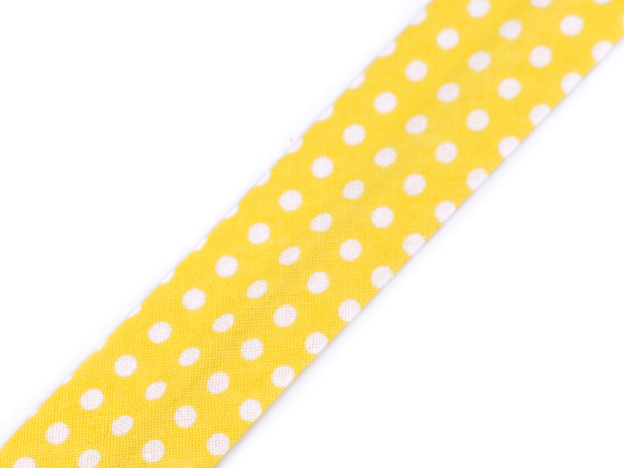 Šikmý proužek bavlněný puntík, káro, hvězdy, jemný proužek šíře 20 mm zažehlený Varianta: 380798/10 žlutá puntíky, Balení: 15 m