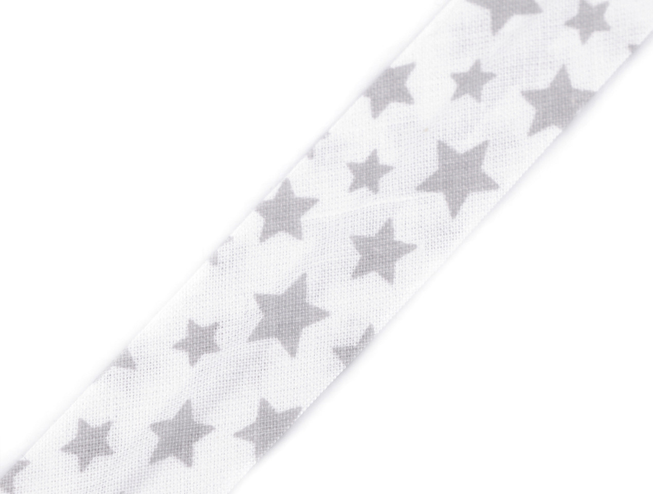 Šikmý proužek bavlněný puntík, káro, hvězdy, jemný proužek šíře 20 mm zažehlený Varianta: 380904/1 bílá hvězdy, Balení: 14 m