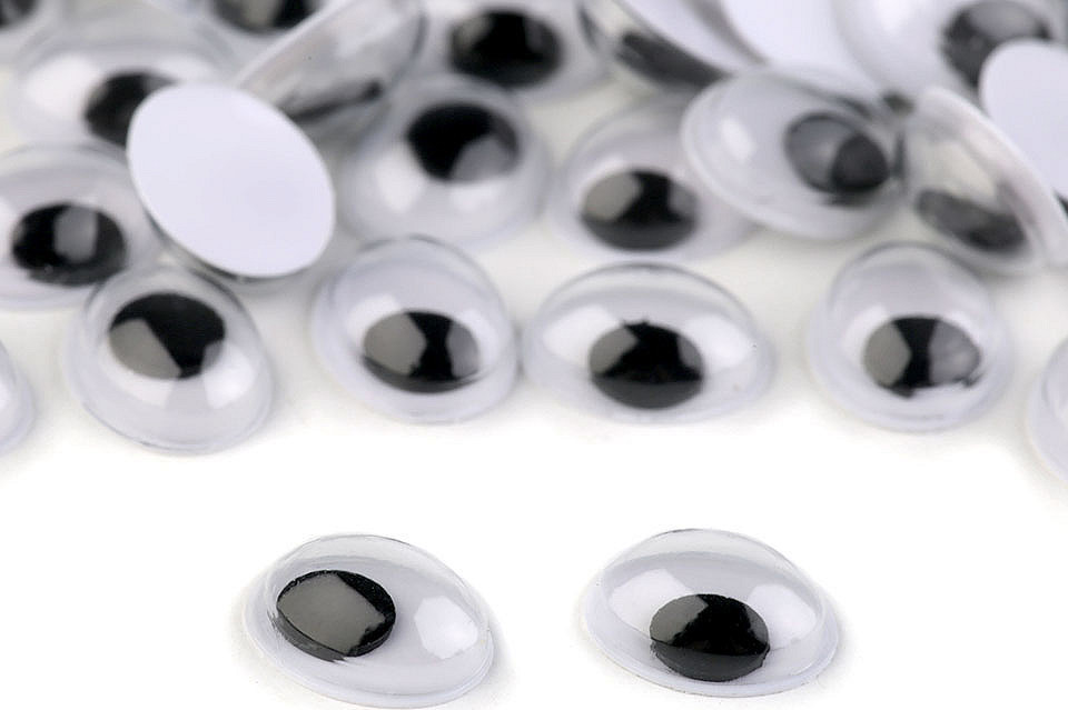 Plastové oči oválné 8x10 mm Varianta: bílo-černá, Balení: 100 ks