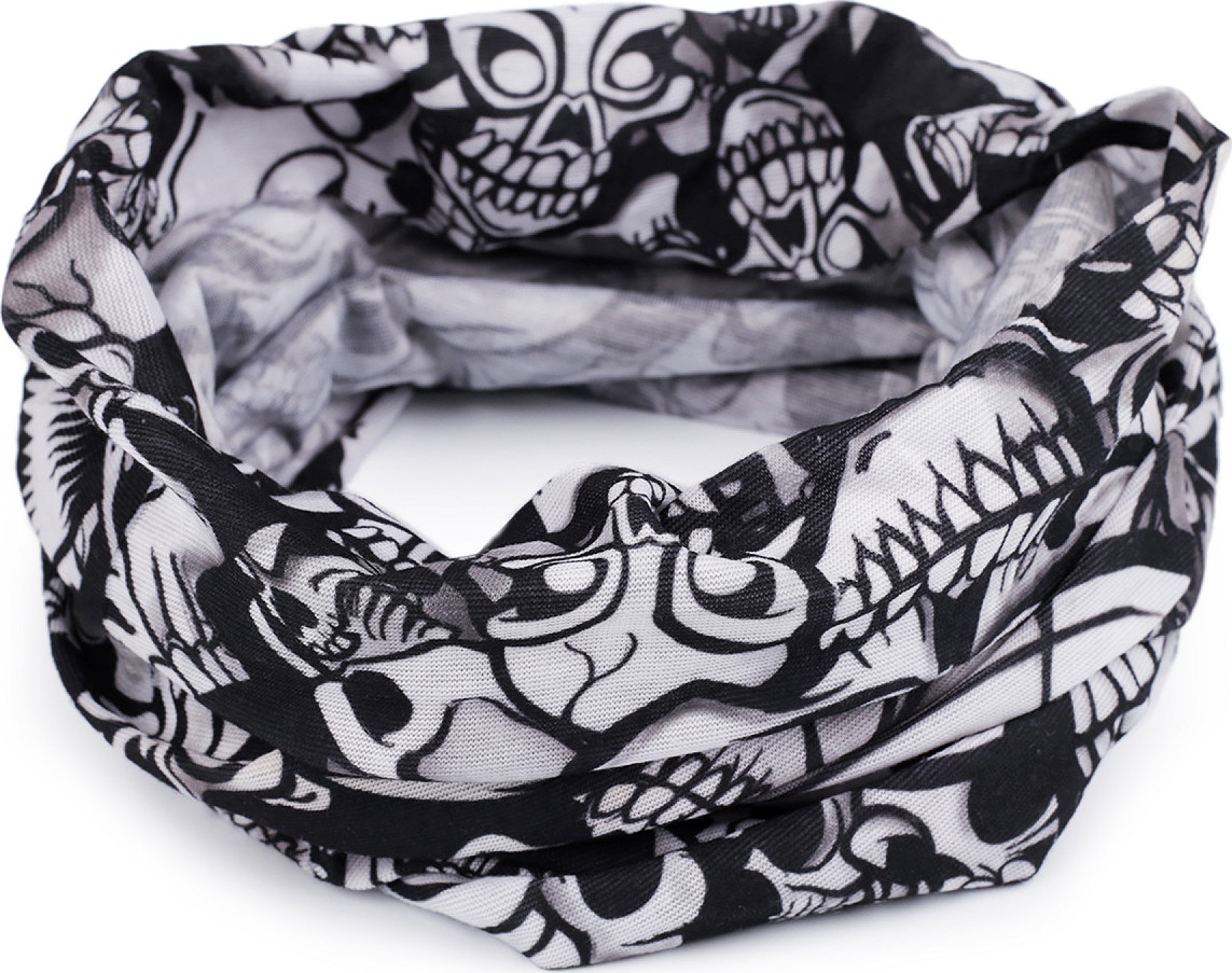 Multifunkční šátek pružný, bezešvý lebky Varianta: 7 bílo-černá, Balení: 1 ks