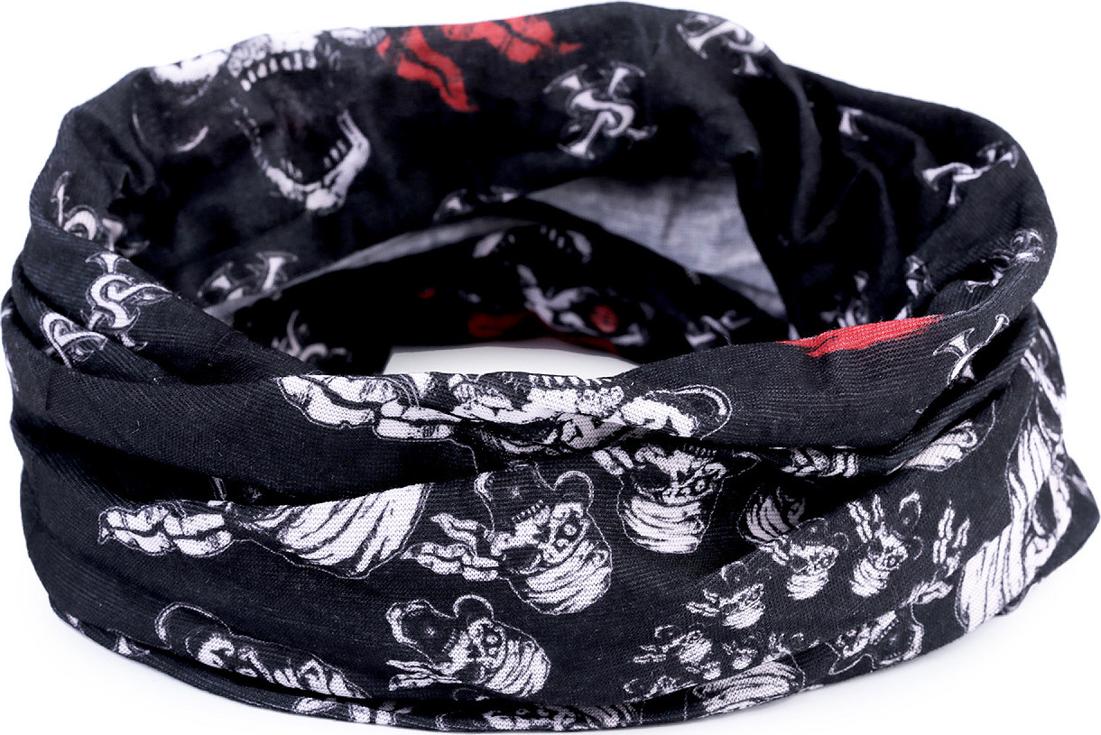 Multifunkční šátek pružný, bezešvý lebky Varianta: 4 černá multikolor, Balení: 1 ks