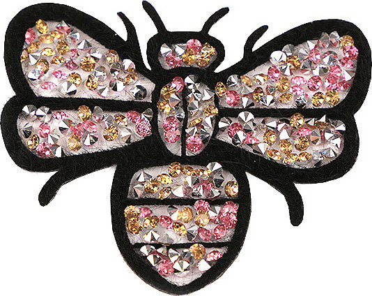 Nažehlovačka včela s kamínky Varianta: 1 růžová malá, Balení: 1 ks