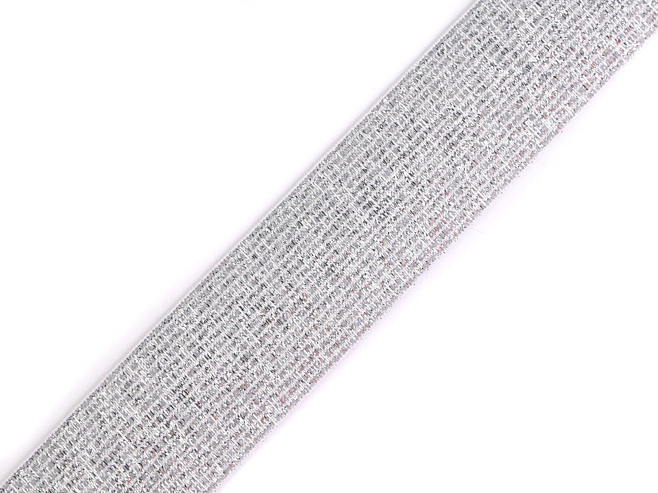 Pruženka s lurexem šíře 30 mm Varianta: 1 bílá stříbrná, Balení: 1 m