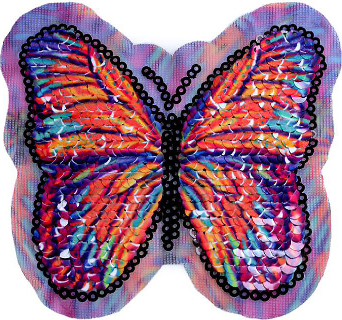 Aplikace motýl s oboustrannými flitry Varianta: 1 oranžová, Balení: 10 ks