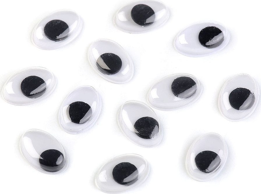 Plastové oči oválné 10x15 mm Varianta: bílo-černá, Balení: 50 ks