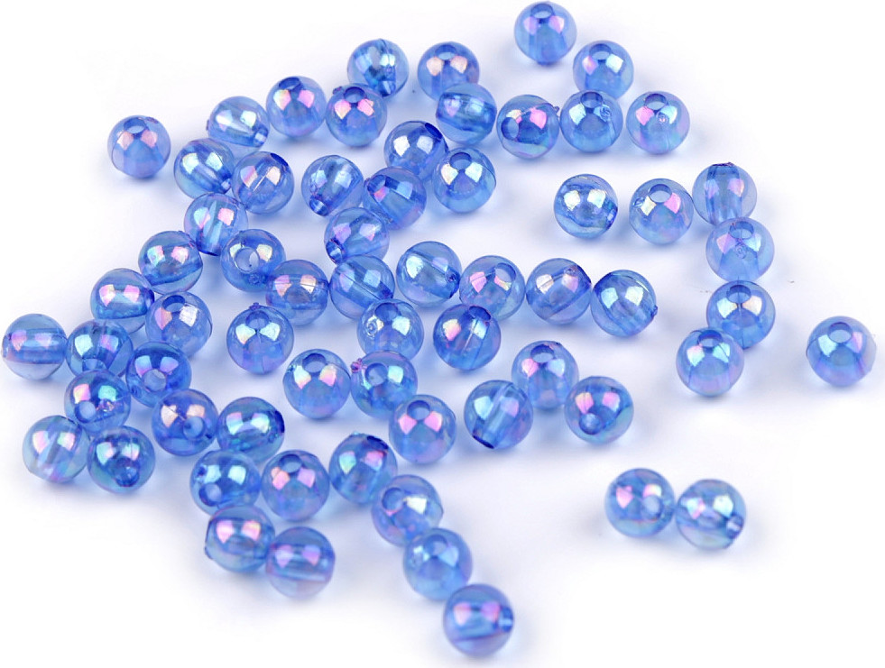 Plastové korálky duhové Ø6 mm Varianta: 8 modrá jemná, Balení: 10 g