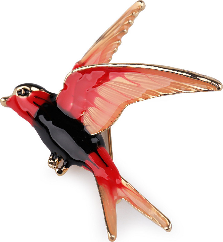 Brož ptáček Varianta: 4 červená rumělka, Balení: 1 ks