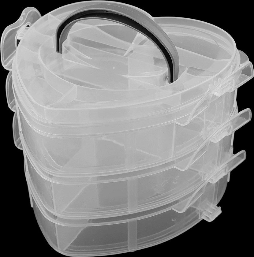 Plastový box / kufřík srdce, rozkládací 3 patra Varianta: transparent, Balení: 1 ks